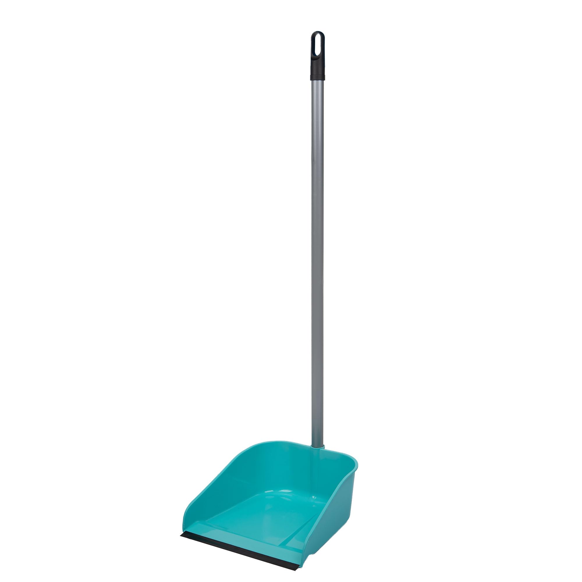Cofan Recogedor Fijo con Borde de Goma y Mango Metálico | Color: Verde Agua | Ideal para la Limpieza del Hogar