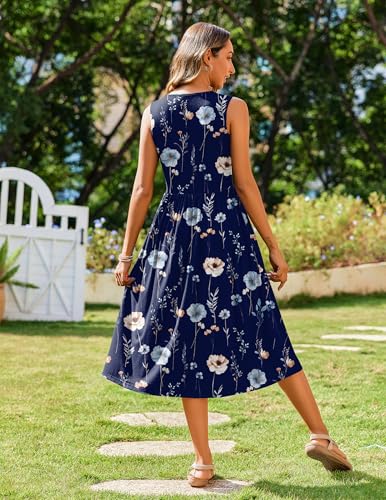 Image of Zeagoo Women's Summer Tank Midi Dress with Pockets Floral Sleeveless A-Line Casual Loose T-Shirt Dresses Beach Sundress 2026