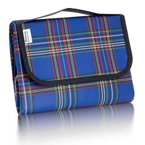 Beach Picnic Blanket, Sandproof Waterproof Camping Blankets Large, Outdoor Sandfree Foldable Mat 55x40in, Oversized Packable Family Mats for Hiking, Camping, Park, Travel, Grass Concert-Blue