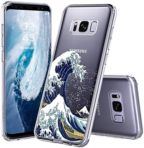 Galaxy S8 Case, Galaxy S8 Clear Case, MOSNOVO Tokyo Wave Pattern Clear Design Printed Transparent Plastic Hard Back Phone Case with TPU Bumper Protective Case Cover for Samsung Galaxy S8 (2017)