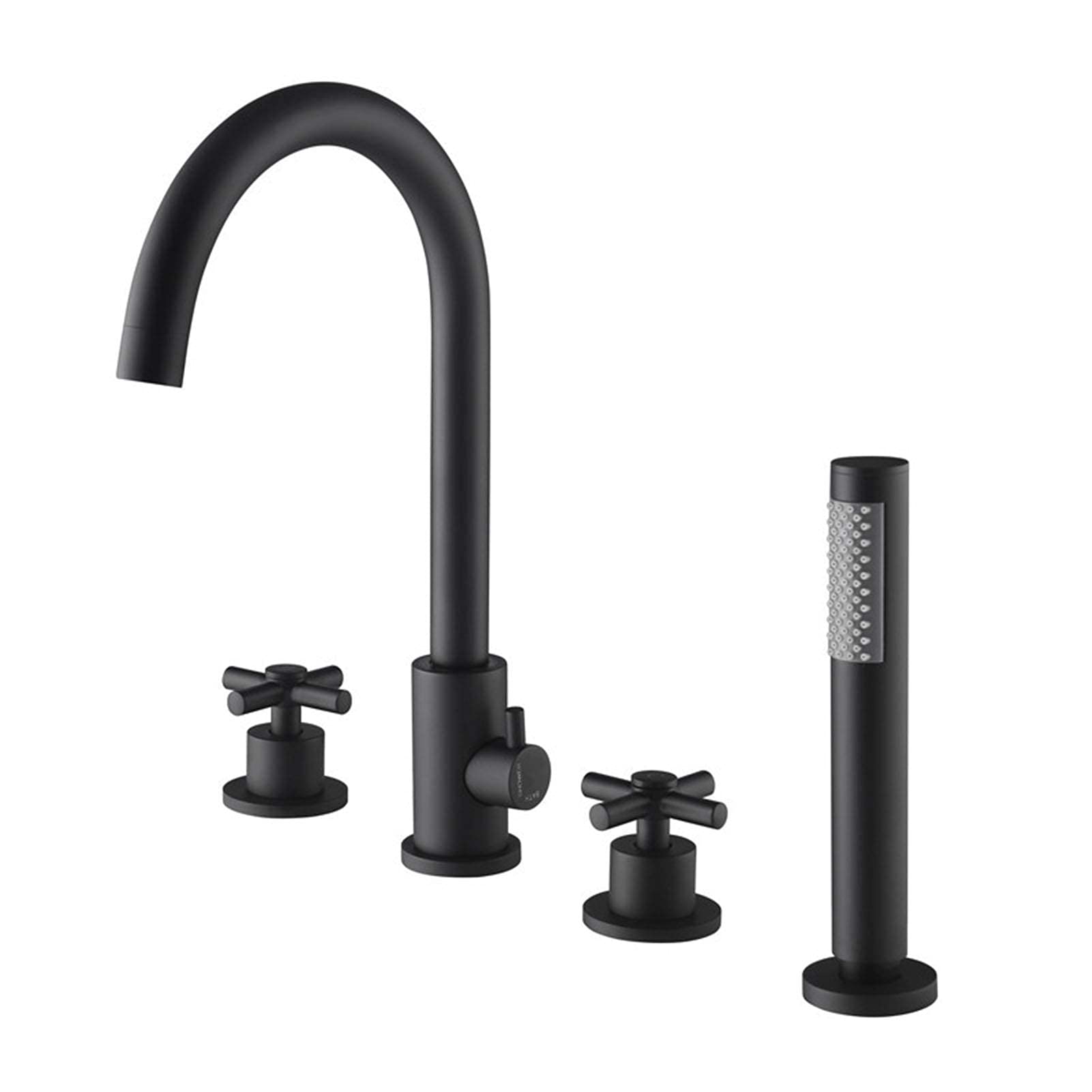 Robinet de baignoire noir mat anti-traces avec douchette et laiton massif