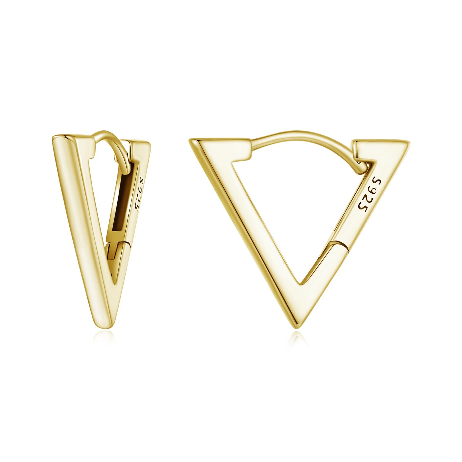 WBDWWTD Pendientes de Plata de Ley 925 con Forma de triángulo pequeño para Mujer, Pendientes de aro geométricos, hipoalergénicos para Mujeres y niñas