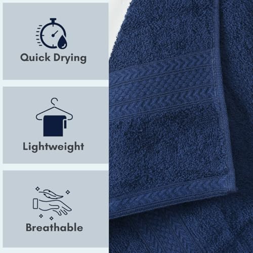 Image of Mafatlal Joy Towels for Bath Large Size - Pack of 2 | 58 x 29 inch | Soft Cotton | Quick Dry | Highly Absorbent | 450 GSM | Blue