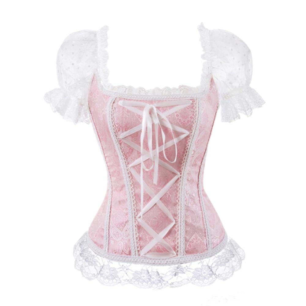Corsetto Bustino Donna Top A Corsetto Overbust Monospalla Con Maniche Corte In Pizzo Floreale Moda Donna Palazzo