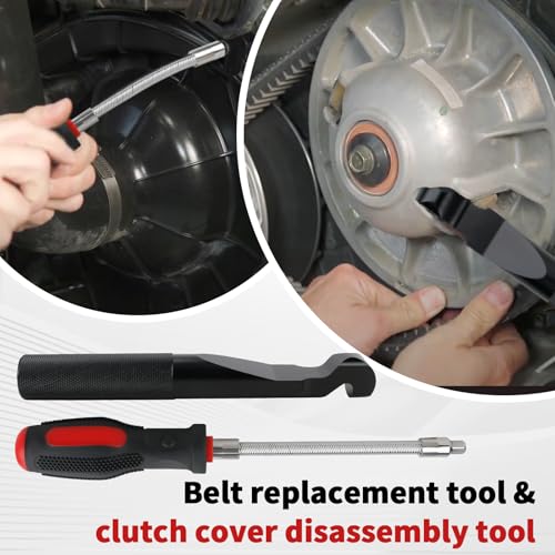 Image of Belt Changing Removal Tools Kit Compatible with Polaris 800 900 S 1000 XP XP4 General 1000, Clutch Cover Removal Tool with Flexible Driver Reversible Sockets 5mm-13mm, Black