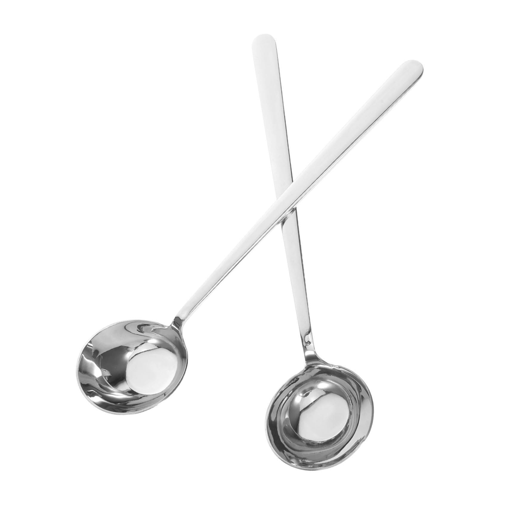 PRETYZOOM 8 Cucharas Redondas De Mango Largo Con Oblicuo Cucharas De Cocina De Postre Cucharón De Sopa De Acero Utensilio De Cocina De Acero Inoxidable Cucharón De Metal