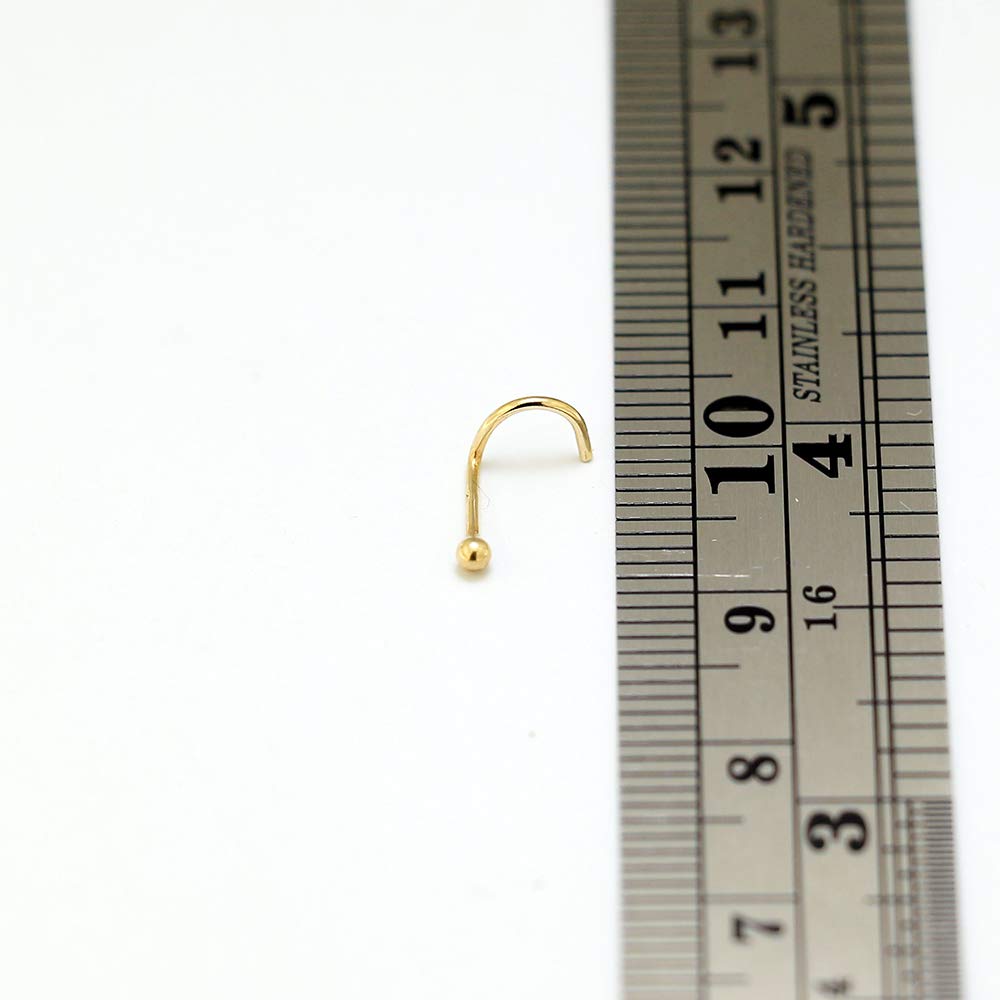 Monster Piercing | 9K Gold Echtgold | Nasenpiercing Nasenstecker Stud | Stabstärke: 20G (0,8 mm) | Stablänge: 7mm | Kugelgröße: 2mm | Hypoallergen