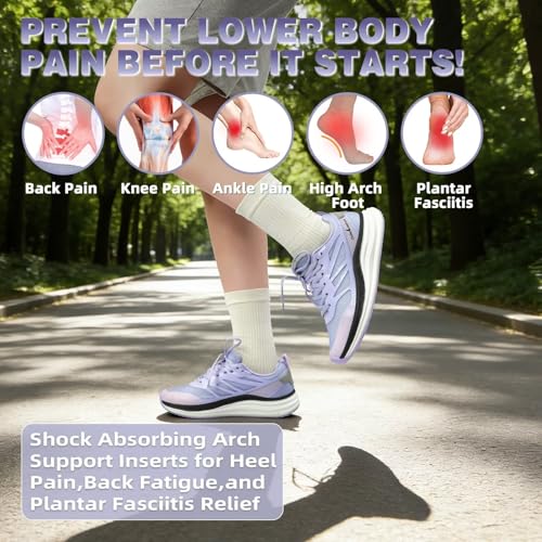 Women's Orthopedic Tennis Road Running Shoes: High Arch Supportive Orthotic Ergonomic Plantar Fasciitis Diabetic Pain Relief Walking Shoes, Breathable Gym Lightweight Trail Sneakers Purple Size 6 by OrthoComfoot - Image 6