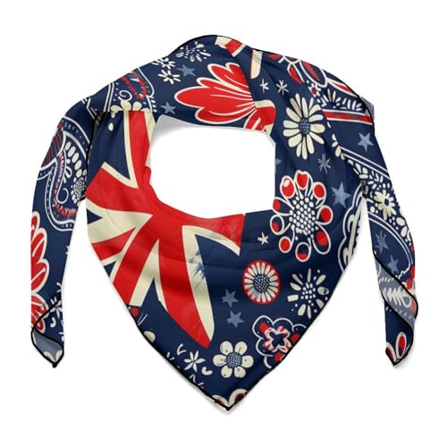 Generic British UK Flag Paisley Head Scarf Square Bandana Neck Scarfs Hair Wrap Scarves for Women Men, 0ne size