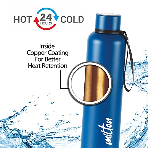 Image of Milton Aura 1000 Thermosteel Bottle, 1.05 Litre, Dark Blue & Milton Duo DLX 500 Thermosteel Water Bottle, 1 Piece, 500 ml, Silver