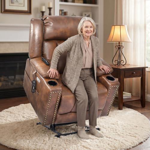 Image of EONIX Power Lift Recliner Chair for Elderly, 400lb, Retro Espresso Brown