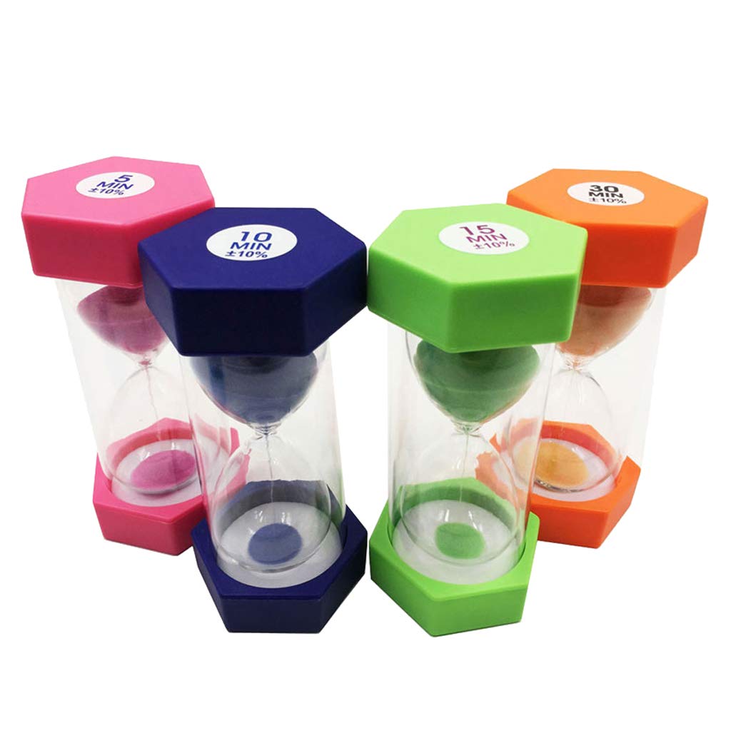 Lot de 4 sabliers pour cuisine, étude, yoga, exercice, jeux, lecture, sauna, salle de bain, café, restaurant – 5, 10, 15, 30 minutes