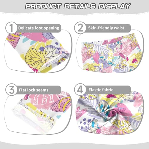 Bright Pattern Butterflies Girls Leggings,Workout Leggings for Girls Toddler Athletic Leggings Size for 3-10T3