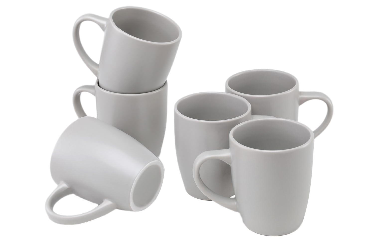 wocaxc Coffee Mug Set of 6, 12 Ounce Matte Ceramic Coffee Mugs with Handle, Coffee Cups for Coffee,Tea,Cocoa, Milk,Microwave & Dishwasher Safe,Housewarming Gift (Grey&white)