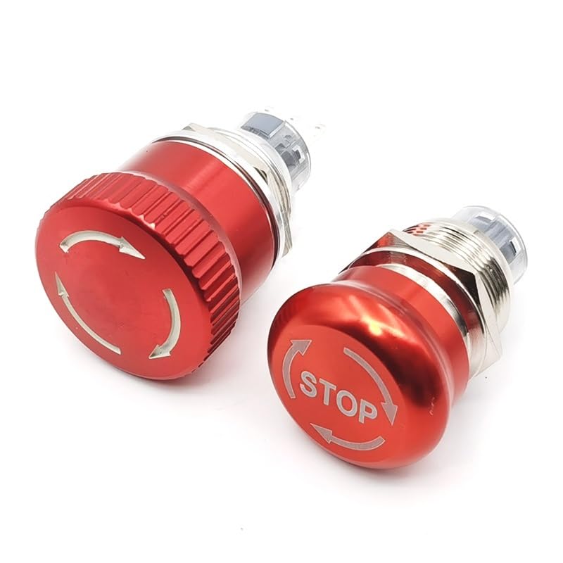 Rotation Stop Button Metal Emergency Switch Brake 16/19/22mm with Plug-in Base 1Pcs(16MM Type E,1NO1NC)