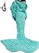 SZXKT Mermaid Tail Blanket For Kids Teens Adult Handmade Wave Mermaid Blankets Crochet Knitting Blanket Seasons Warm Soft Living Room Sleeping Bag 74''x35'' (Green)