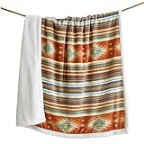 Indigo Hill by HiEnd Accents Del Sol Aztec Sherpa Throw Blanket, Tribal Navajo Print Western Blanket for Camping Outdoor, Southwestern Sherpa Fleece Blanket for Couch, Sofa, Bed, 54x68 inch