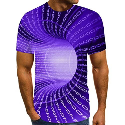 Women Men 3D Print Tees Tops Unisex Short Sleeve T Shirts Casual O Neck Tees Tops Funny Print Blouse Shirts Tops (Z6 Purple, 4XL)