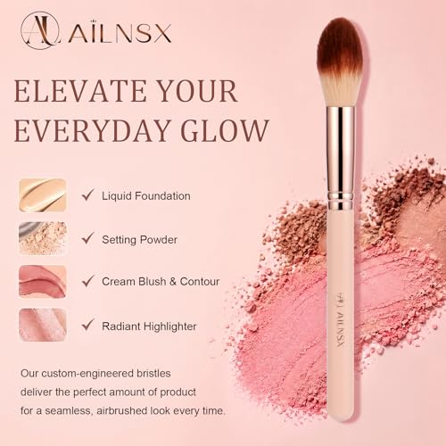 Image of Makeup Brush, Tapered Face Brush for Setting Powder, Blush, Bronzer and Highlighter, Soft Fluffy Synthetic Bristles with Pink Handle