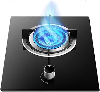 Burners Gas Hob 2021 Upgrade Cast Iron Gas Hob,High Temperature Single Glass Hob，4.8KW High Firepower，For Home Kitchen Benchtop/Embedded Single Cooker [Energy Class A]