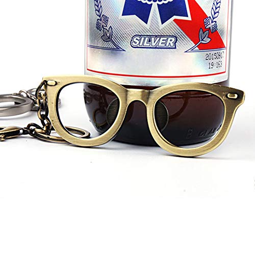 Booluee 2 Pcs Glasses Shaped Metal Bottle Opener With Keychain Keyring Beer Bottle Cap Opener Unique Creative Gift #TOP2