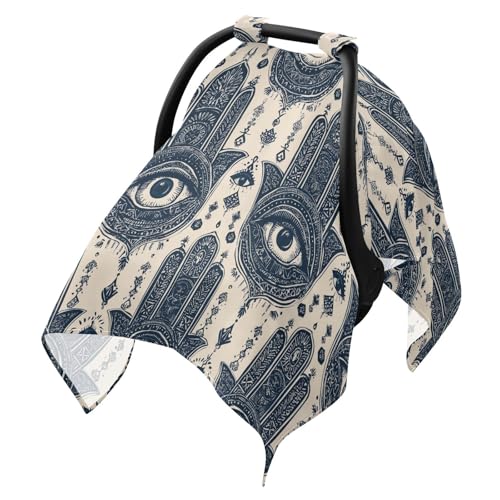 Dalzium Evil Eye Car Seat Cover Baby, Carseat Canopy Cover for Girl Boy, Breathable Baby Carrier Cover Stroller Sun Shade Universal Fit Multi-use Cover