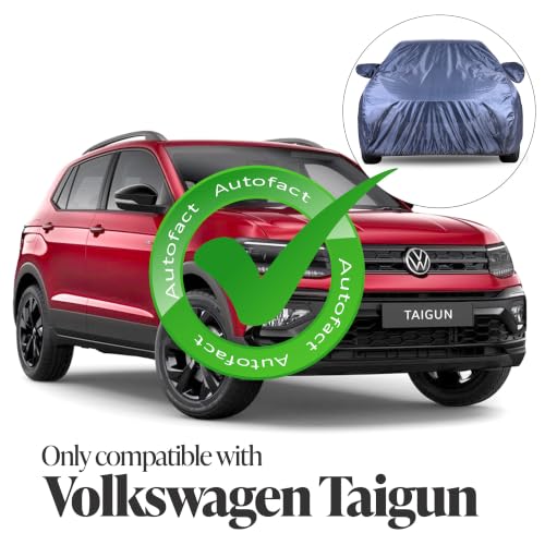 Image of Autofact Premium Car Cover for Taigun | All Weather Water-Resistant Full Body Car Cover | Light-Weight Triple-Stitched Outdoor Shield with UV Protection, Dustproof & Heat-Resistant