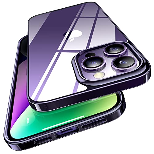 TORRAS Crystal Clear Designed for iPhone 14 Pro Case, Ultra-Thin [Non-Yellowing] [Military Protective Absorber] Slim Fit Soft Silicone TPU Cover for iPhone 14 Pro Phone Case 6.1 Inch, Dark Purple