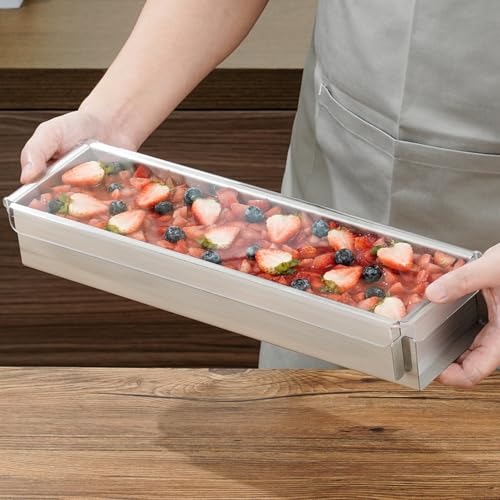 Tiramisu Pan Non-Stick Stainless Steel Rectangle Cake Pan with Acrylic Lids Removable Multipurpose Practical Baking Mold for Tiramisu Cheesecake - Image 4
