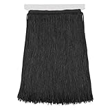 5 Yards Sewing Fringe Trim Tassel Sewing Trim Lace Polyerter Fibre Tassel for Clothes Accessories Latin Wedding Dress and DIY Lamp Shade Decoration (Black, 12 Inches Wide)