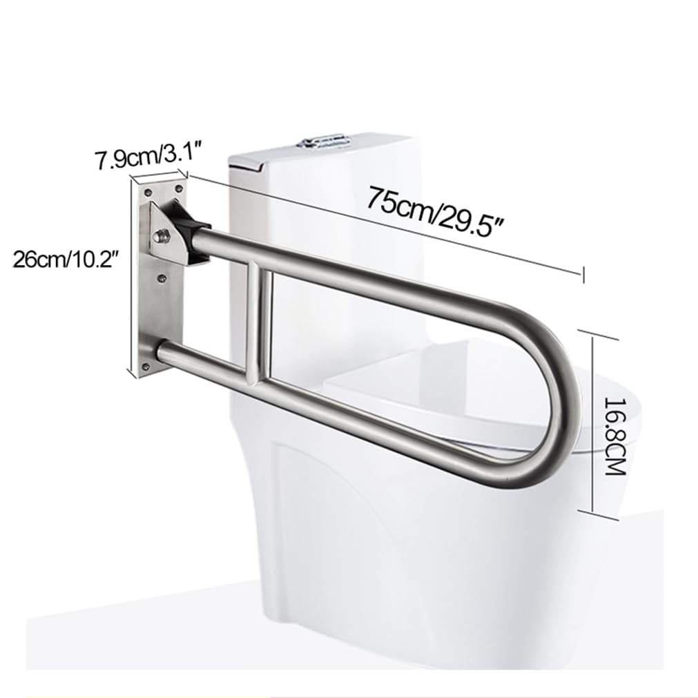 Marco de aseo asideros de aseo Barra de apoyo de seguridad for baño de acero inoxidable, reposabrazos de seguridad plegable for inodoro, barra de apoyo for lavabo de 60 cm(75cm)