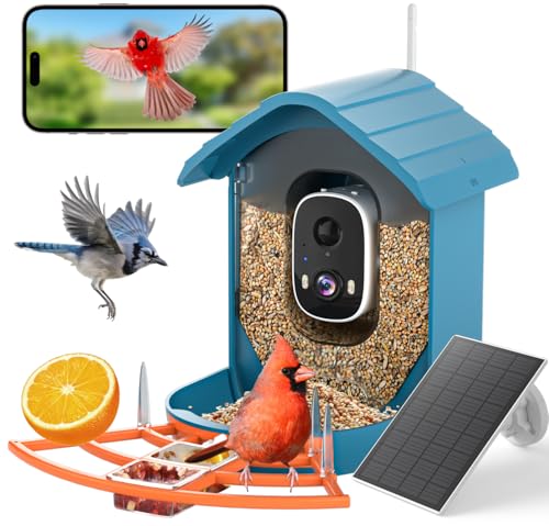 Smart Bird Feeder with Camera Solar Powered for Outside Birdhouse