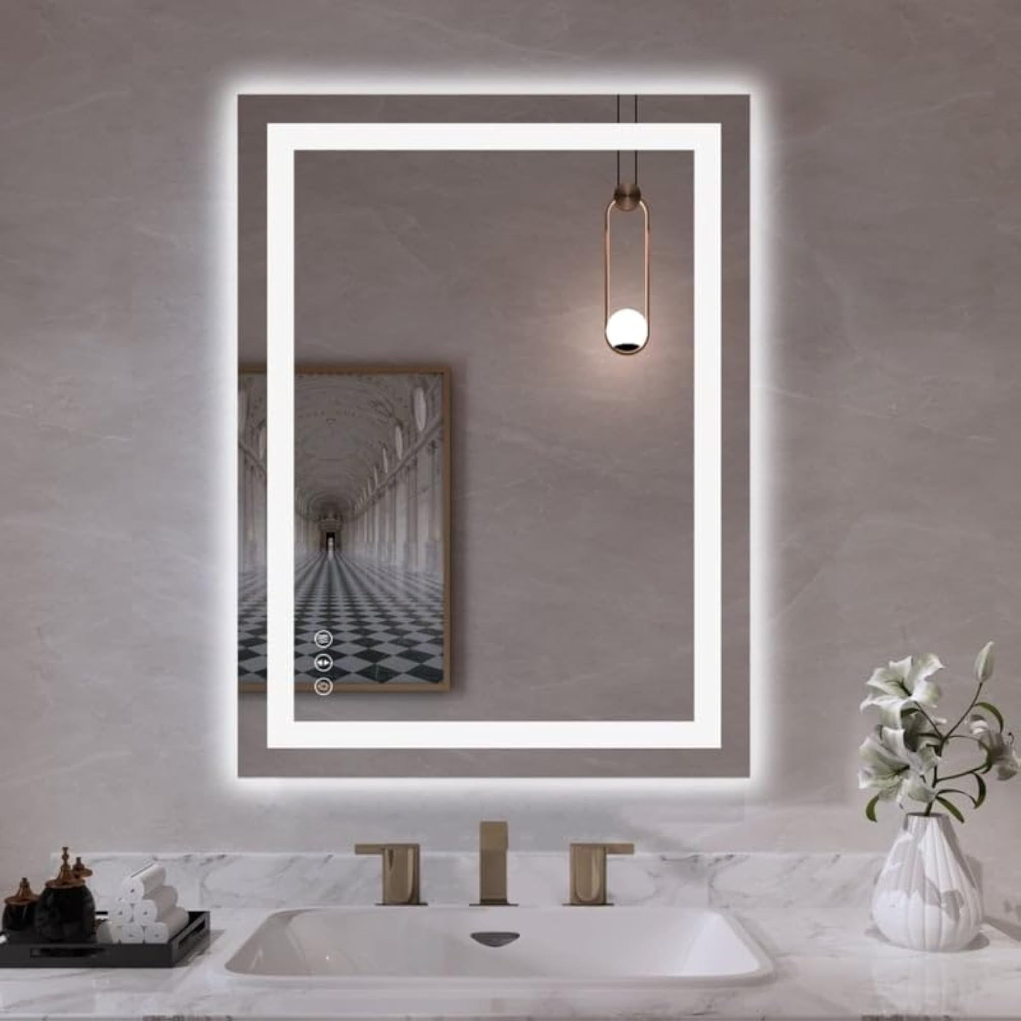 LED Mirror with Touch Sensor for Bathroom Decor
