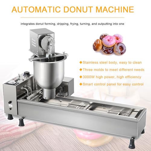 Máquina Comercial para Hacer donas con 3 moldes de Anillo, tolva de 7 l, Ideal para panaderías y carritos de Comida, Equipo Profesional para freír.