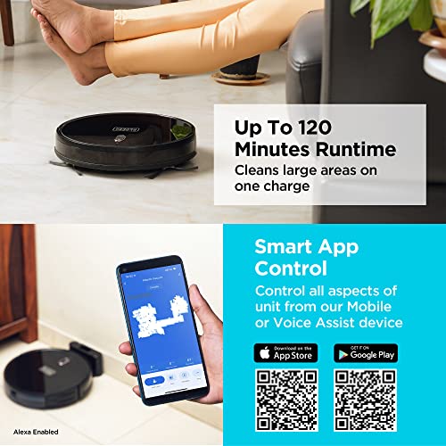Black + Decker BRVA425B00-IN Alexa & Google Enabled Multi-Utility Robotic Vacuum Cleaner with 2xAAA Battery | 2000 pa Strong Suction Power I 120 min Runtime | Smart App and Voice Enabled I Black 4