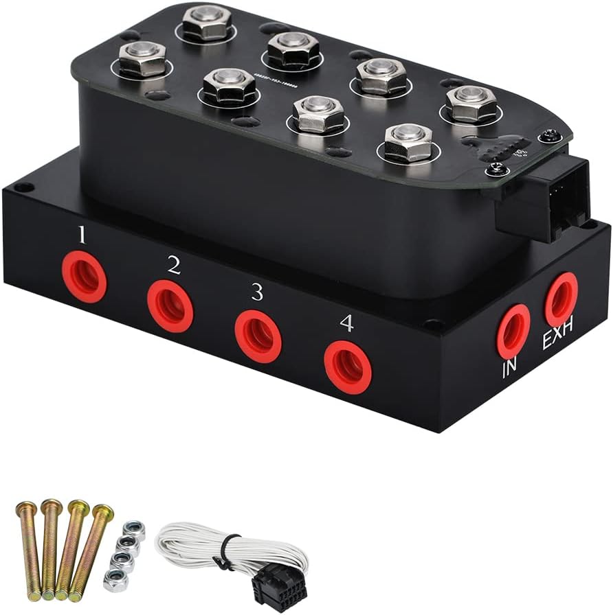 PTNHZ Universal 1/4 NPT 0-200Psi 12V Control Air Bag Suspension 2Corner Block Manifold Solenoid Valve For Auto Motorcycle