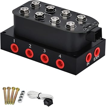 PTNHZ Universal 1/4 NPT 0-300Psi 12V Control Air Bag Suspension 4Corner Block Manifold Solenoid Valve For Auto Motorcycle