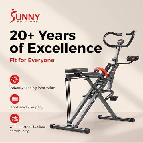 Sunny Health & Fitness Smart Heavy-Duty Row-N-Ride, Full-Body Squat Assist - image 8