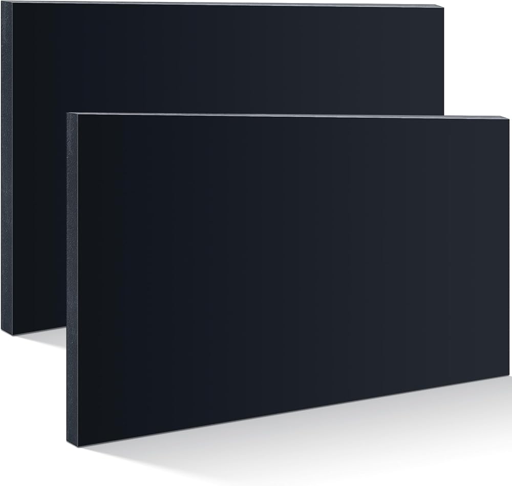 Wesiti 2 Pcs 3/4" Thick HDPE Plastic Sheets Thick Hard HDPE Sheet Polyethylene Sheet, High Density Polyethylene Board for Crafts Flat Panel DIY Materials for Home Decor Handicrafts (Black, 8" X 12'')