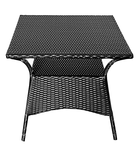 Image of Artic Fashion D-15 Chairs Table Set 4+1 Wicker Patio Furniture Sets 4 Chair and 1 Table for Garden Balcony Bedroom Powder Coated Frame Uv Protected Wicker (Black)
