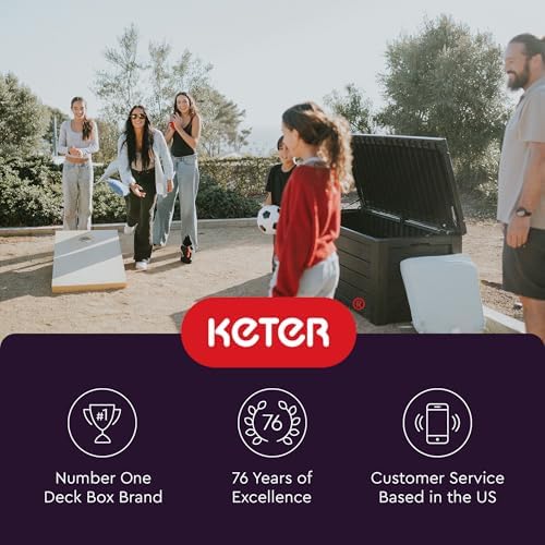 Keter 150 Gallon Resin Large Deck Box Organization and Storage Box for Patio, Outdoor Cushions, Garden Tools, Brown — view 12