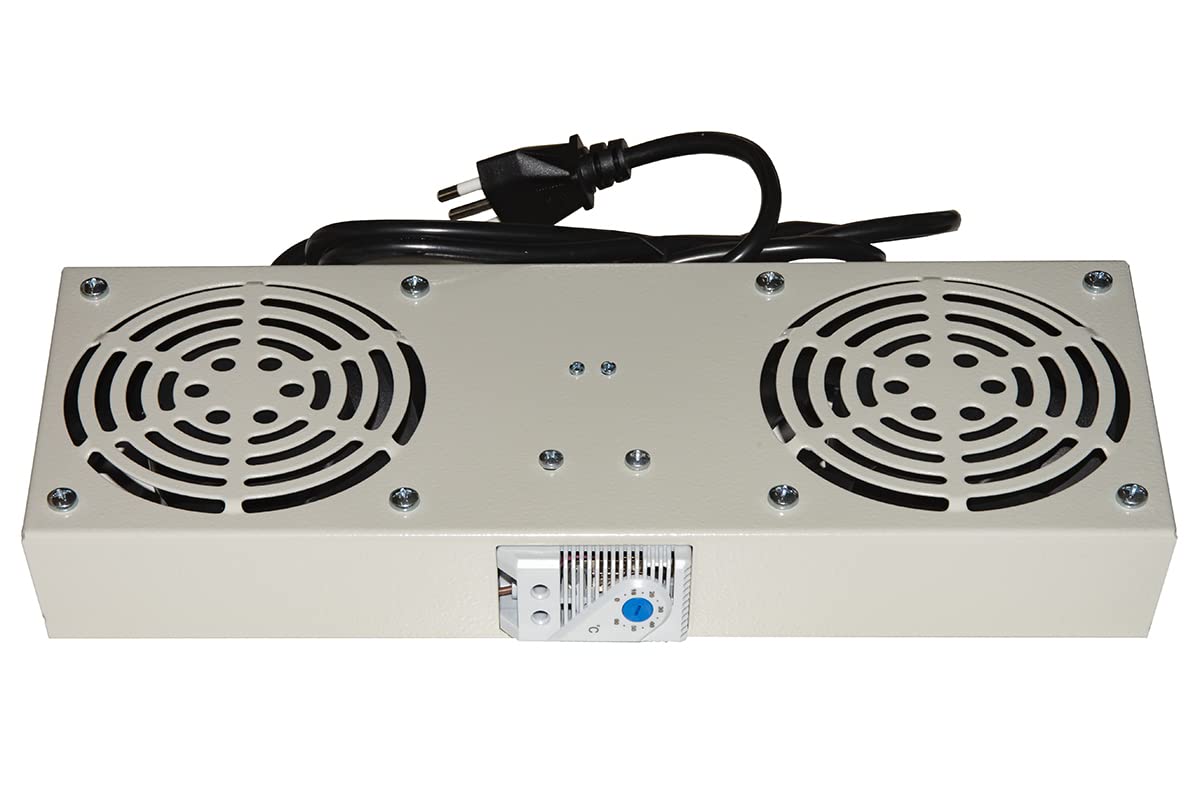 Link Modulo 2 Ventole con Termostato per Armadi, Rack a Muro, Grigio