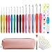 KOKNIT Set of 14 PCS Crochet Hook Set with Case Ergonomic Rubber Soft Handles Extra Long Knitting Needles Soft Grip Hooks for Arthritic Hands Standard US Size 2mm(B)-10mm(N)