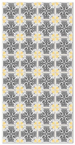 Panorama Tapis Vinyle - Modèle Carreaux Ciments Salamanque Jaune 300x200 cm - Différentes Tailles - Deco Maison, Cuisine, Chambre et Exterieur