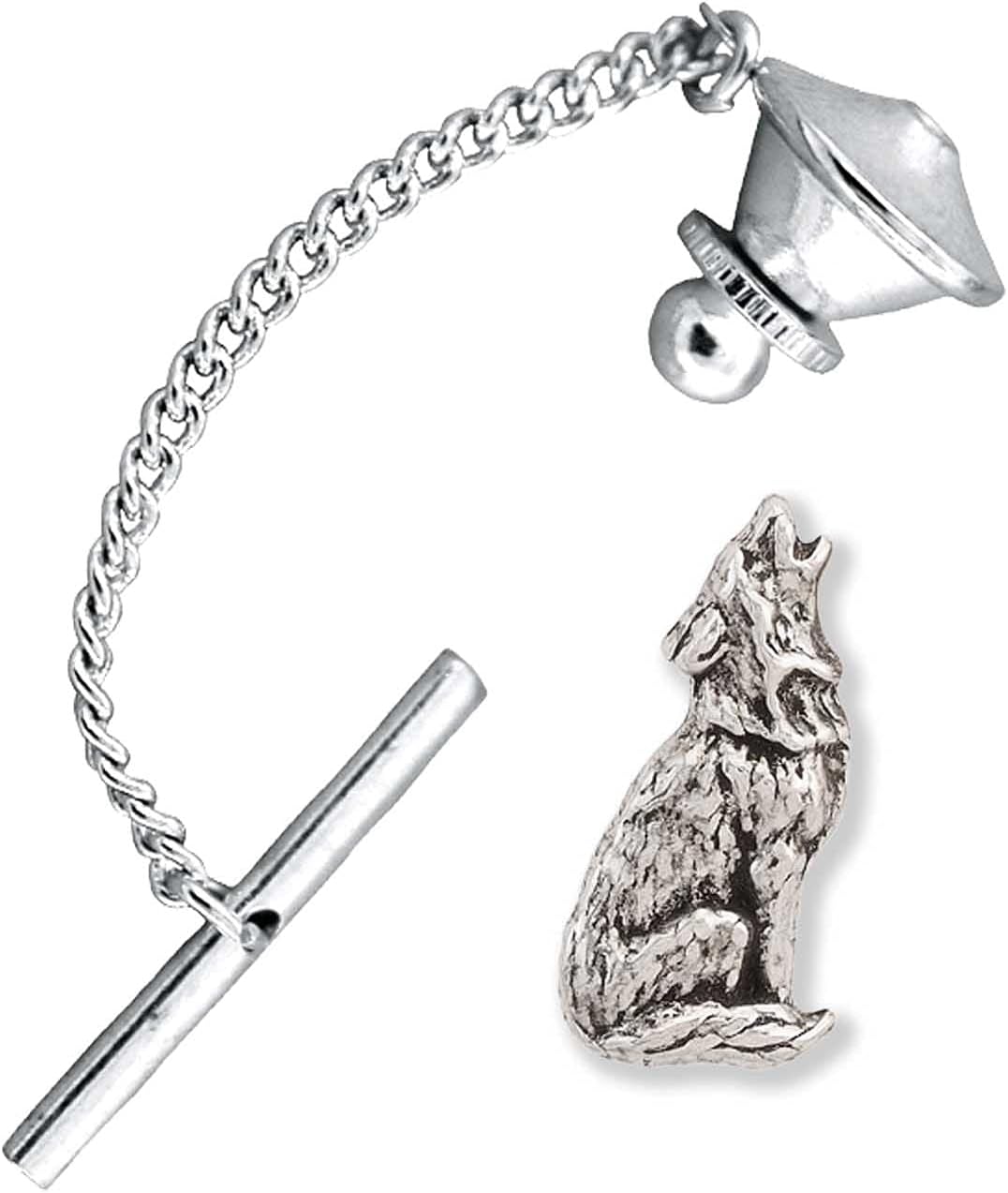 Antique Pewter Wolf Howling Tie Tack M042TT