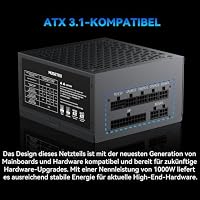 MUSETEX 1000 Watt Netzteil, vollständig modulares ATX-Netzteil mit 12V-2x6-Kabel, ATX 3.1 & PCIe 5.0 Gaming-Netzteil, 105°C-Hauptkondensatoren, leiser 140-mm-Lüfter, Netzteil PC, (Schwarz) (MU1000) – Ansicht 3