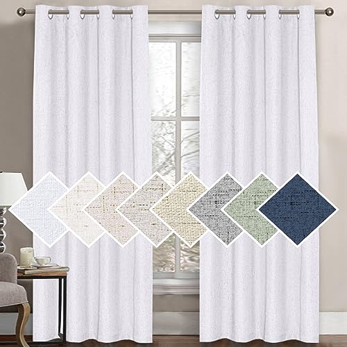 H.versailtex 100% Blackout Linen Curtain 108 Inch Long For Bedroom Thermal Insulated Textured Linen Look Curtain Draperies Energy Saving Window Curtain Living Room Curtain 1 Panel - Pure White #TOP28