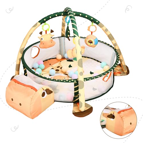 CHILDLIKE BEHAVIOR Baby Gym and Activity Mat - 27.6 x 19.7 inch - Ideal for Overhead Play, Tummy Time, Sitting Play, Toddler Ball Pit - Encourages Child Development and Exploration - Infant Gym - Thumbnail 5