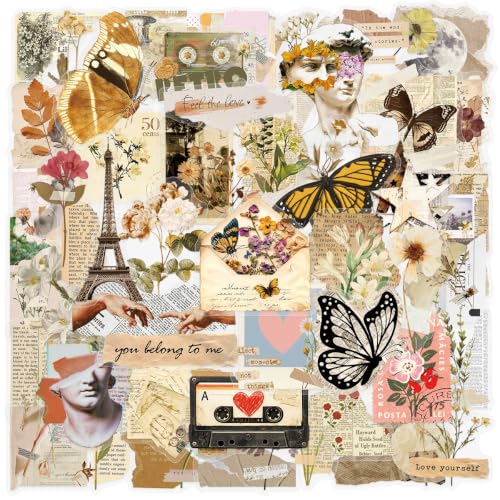 Image of 50Pcs Retro Newspaper Clippings PET Stickers for Scrapbooking (Cutting)