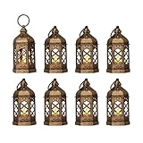 LLQ Mini Lantern for Centerpieces, (8Pack-5Inch) Vintage Lanterns Decorative, Small Hanging Lantern for Halloween Decorations, Christmas Centerpieces for Tables, Wedding Garden Party Decorations